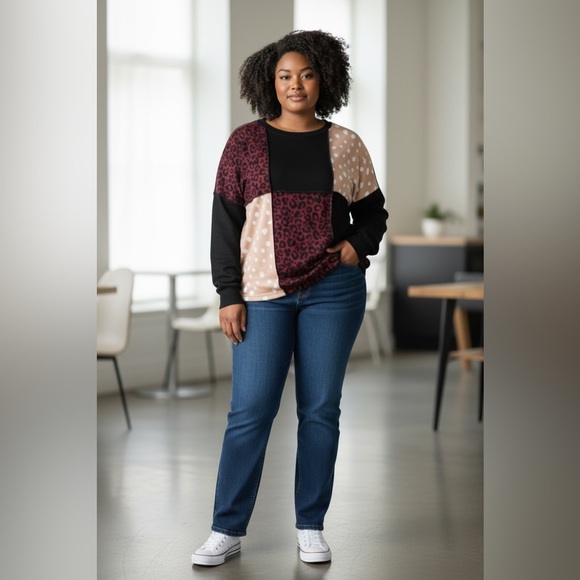 Haptics Tops - Haptics PLUS PATCH DESIGN KNIT TOP